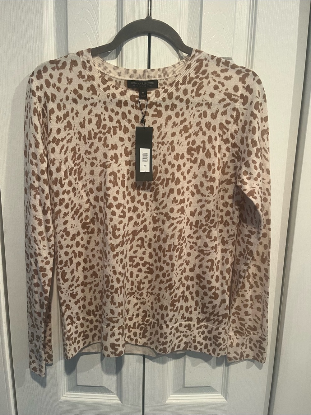 Banana republic Marino wool Leopard Print Knit Top Sz M